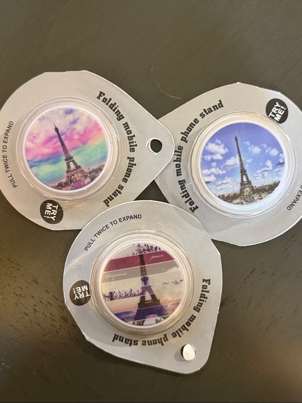 ☀️ Eiffel Tower Scenes Foldable Phone / Tablet Stands Bundle of 3 NWT